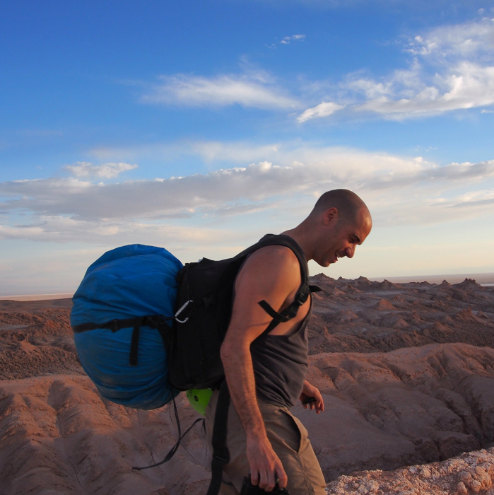Hiking through the Atacama desert with all my gear